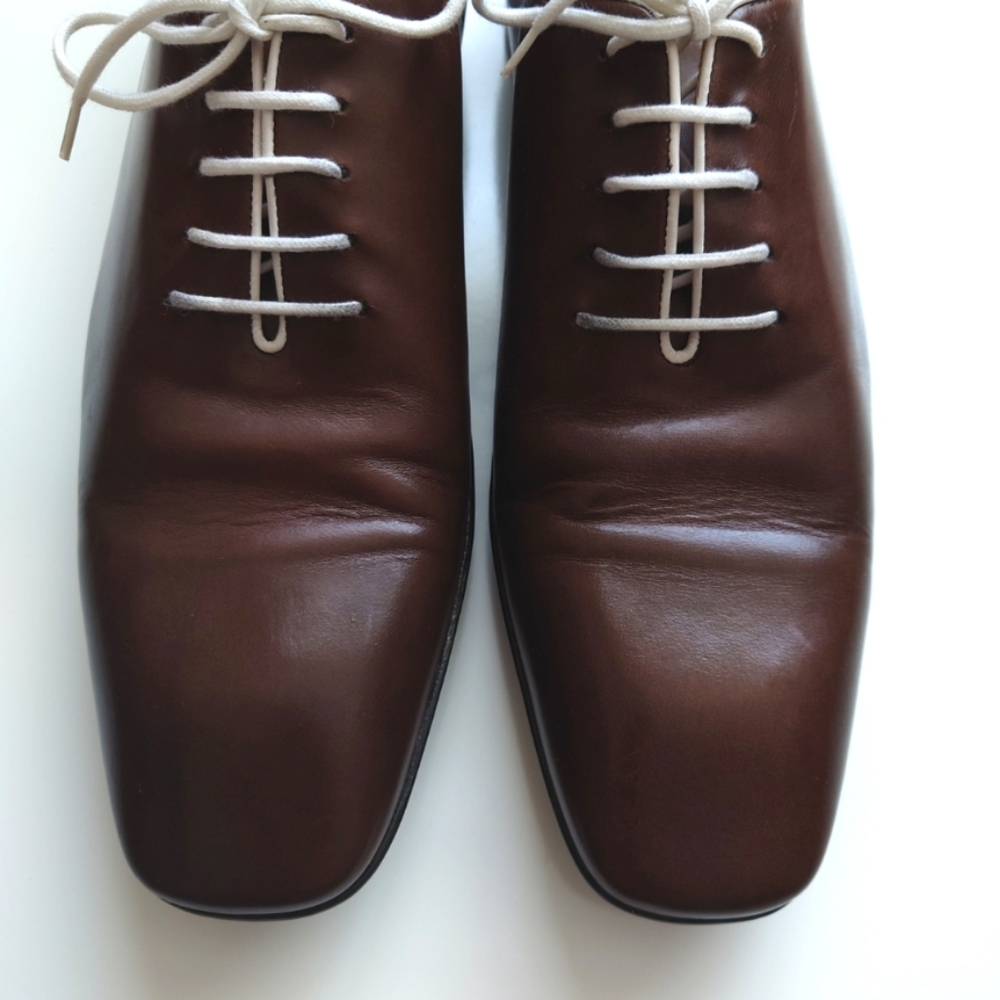 GUCCI Men's Brown Leather Lace-up Shoes Size 9.5 - Picture 4 of 14
